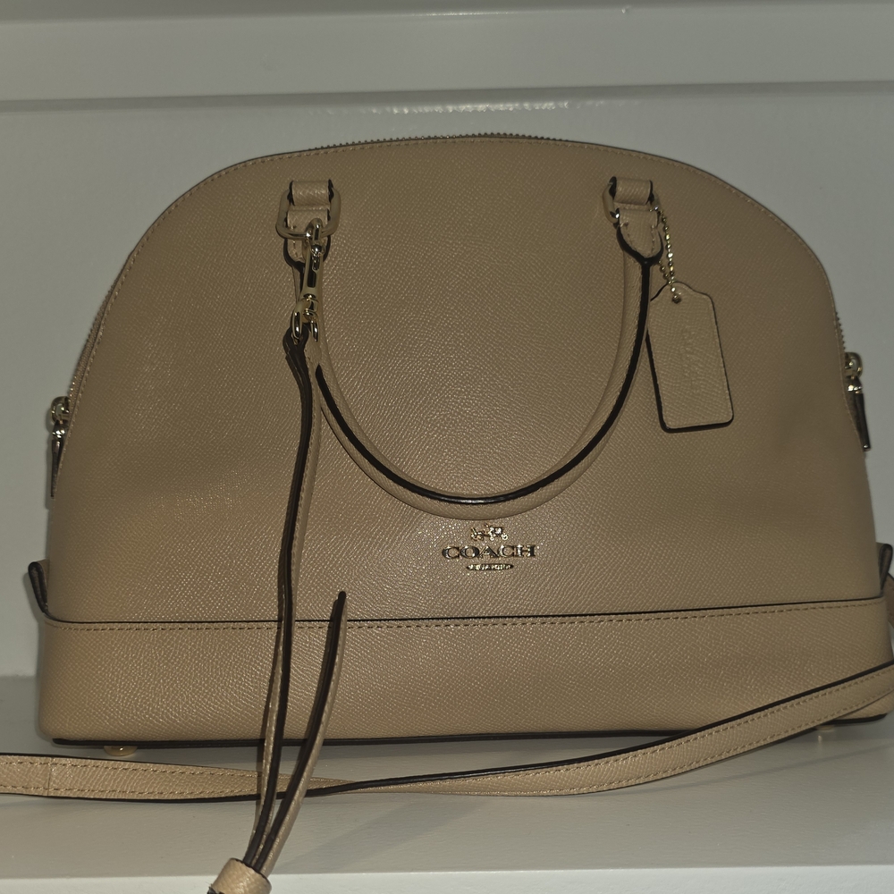 👜 Coach Dome Satchel Crossbody | Beige Leather Purse